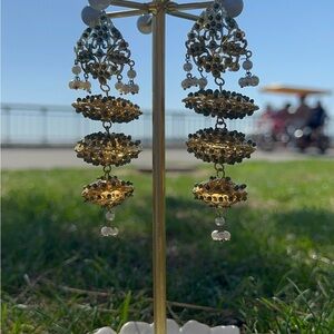 Elegant Gold and Silver Dangle Earrings